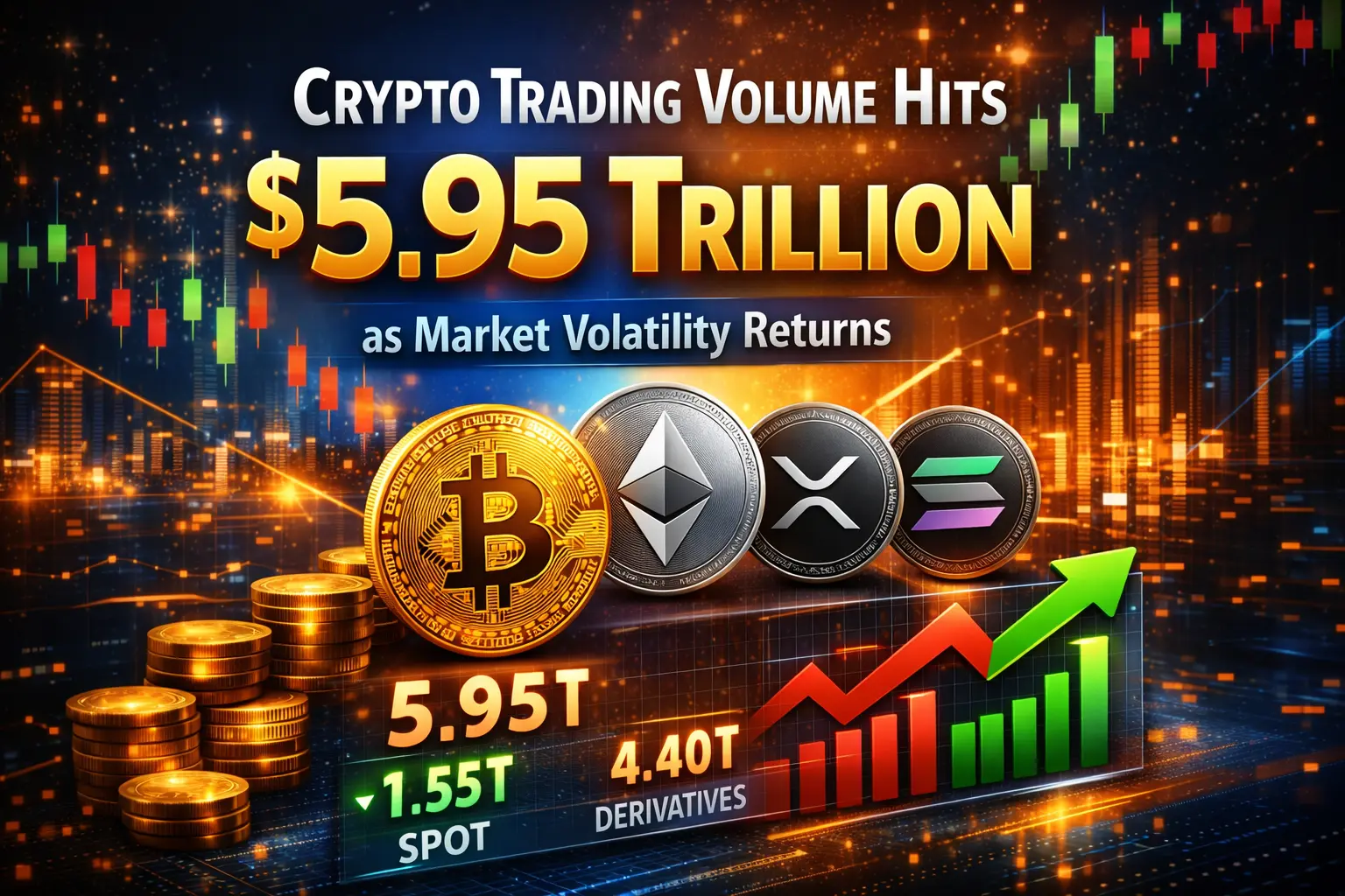Crypto Trading Volume Hits $5.95T as Market Volatility Returns