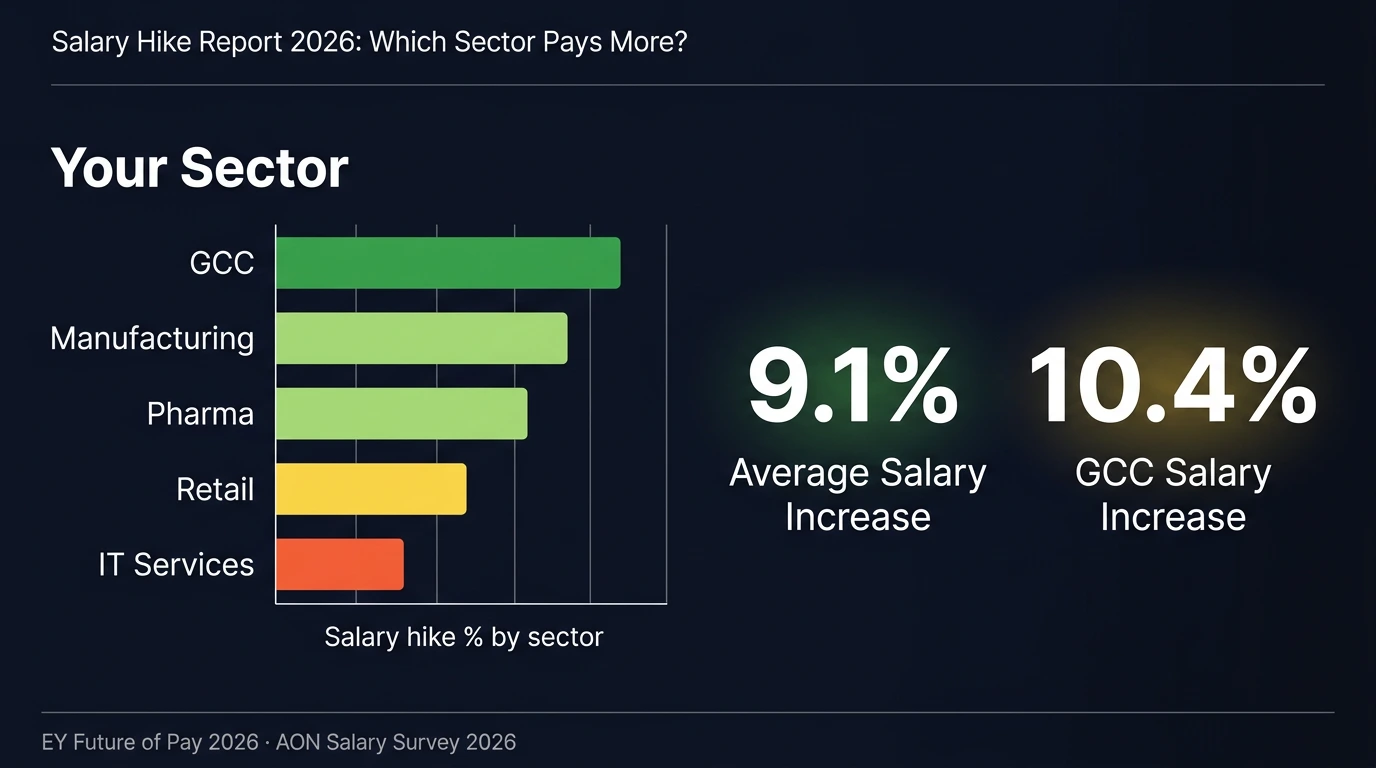 India's average salary hike is 9.1% in 2026 — but GCCs are giving 10.4% and IT is dropping to 7%. Find out which sector, skill, and profile gets the most.